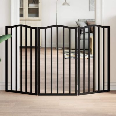 vidaXL Brána pre psa skladacia 3 panely čierna 150 cm topoľové drevo