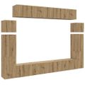 vidaXL 8-dielne TV nástenné skrinky dymový dub kompozitné drevo