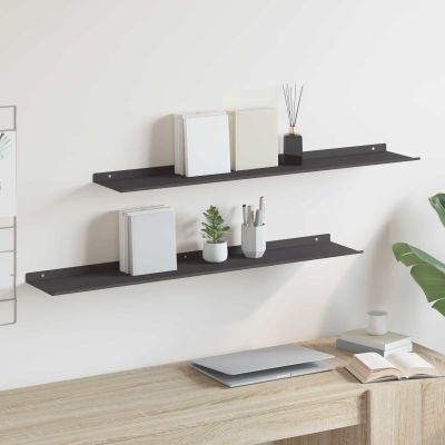 vidaXL Závesná polica 2 ks Čierny 100 x 18 x 2,5 cm Oceľ