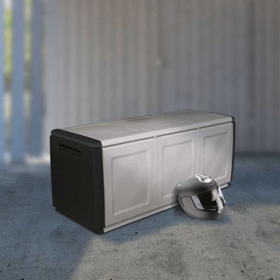 vidaXL Záhradný úložný box 138x53x57 cm 330 l tmavosivá a čierna
