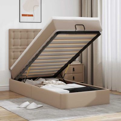 vidaXL Osmanský rám postele s matracom kapučínový 90x200 cm umelá koža