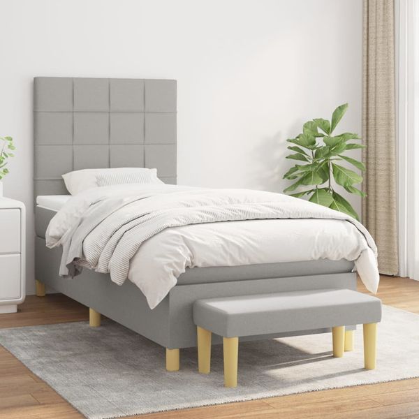 vidaXL Boxspring posteľ s matracom bledosivý 100x200 cm látka