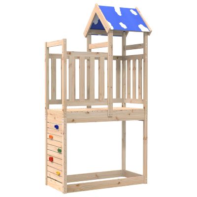 vidaXL Herná veža Hnedá 110.5 x 52.5 x 215 cm Masívne borovicové drevo