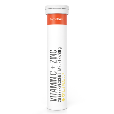 Vitamin C + Zinok šumivý - GymBeam, 20 tab.