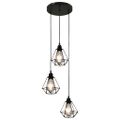 vidaXL Stropná lampa s diamantovým dizajnom, čierna 3 x E27 žiarovky