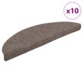 vidaXL Schodové rohože, samolepiace, 10 ks, 56x17x3 cm, béžové, polkruhové