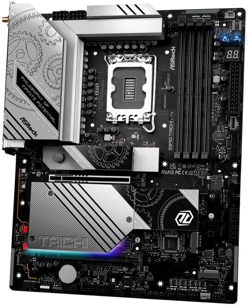 ASRock Z890 Taichi Lite / Intel Z890 / LGA1851 / 4x DDR5 / 6x M.2 / 2x Thunderbolt 4 / WiFi / ATX Základní deska, Intel Z890, LGA1851, 4× DDR5 DIMM (max. 256GB), 6× M.2, HDMI, 2× Thunderbolt 4, Wi-Fi, ATX