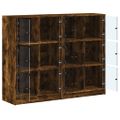 vidaXL Knižnica s dvierkami dymový dub 136x37x109 cm kompozitné drevo