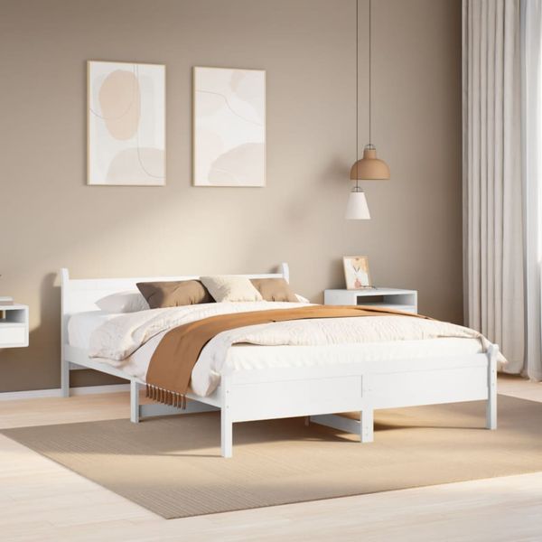 vidaXL Posteľ bez matraca biela 140x200 cm masívna borovica