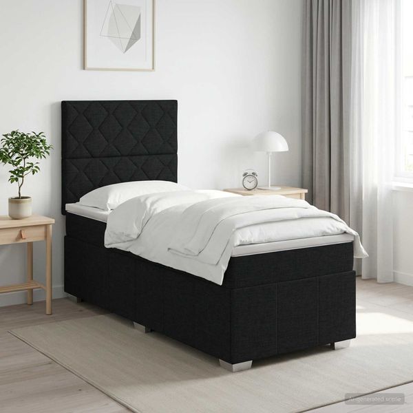 vidaXL Posteľ boxspring s matracom Čierna 100 x 200 cm Látka