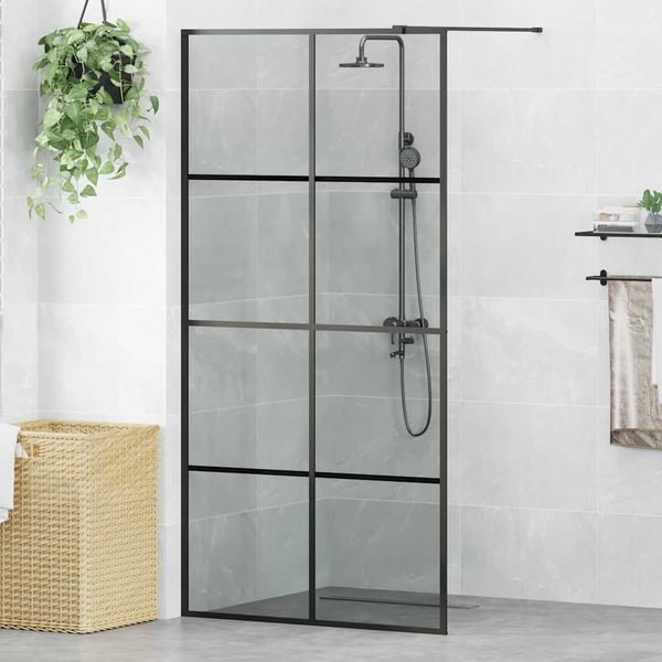 vidaXL Stena walk-in sprchy Čierna 100 x 195 cm tvrdené sklo