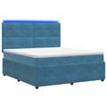 vidaXL LED boxspring posteľ s matracom Modrá 140 x 200 cm Zamat
