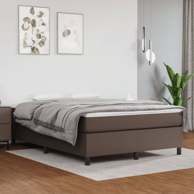 vidaXL Posteľný rám s boxspringom hnedý 140x200 cm umelá koža