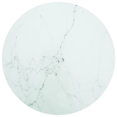 vidaXL Stolová doska biela Ø80x1 cm tvrdené sklo s mramorovým dizajnom