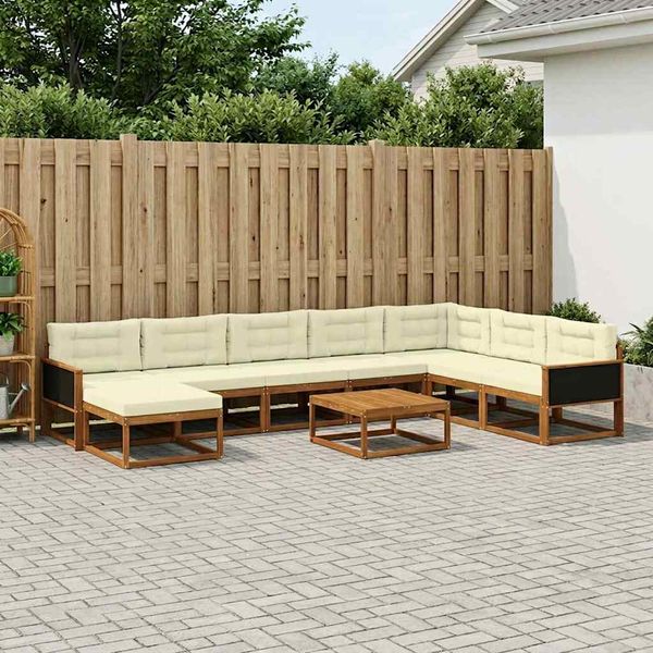vidaXL Záhradná súprava gaučov s vankúšom 9 pcs Pevné akáciové drevo
