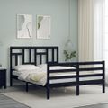 vidaXL Rám postele s čelom čierny 140x190 cm masívne drevo