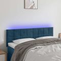 vidaXL Čelo postele s LED tmavomodré 144x5x78/88 cm zamat