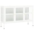 vidaXL Komoda biela 105x35x70 cm oceľ a sklo