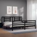 vidaXL Posteľný rám s čelom čierny 200x200 cm masívne drevo