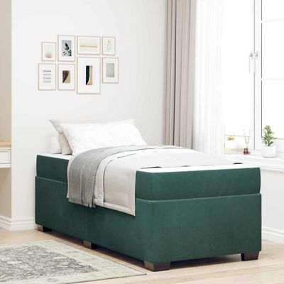 vidaXL Rám postele s matracmi Tmavozelená 90 x 200 cm látka