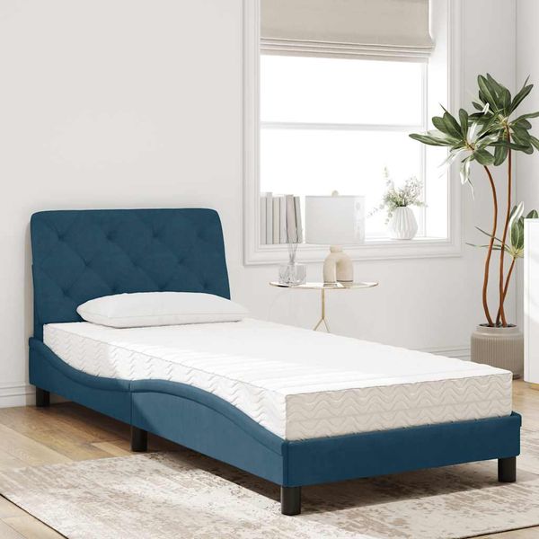 vidaXL Posteľ s matracom modrý 80x200 cm zamat
