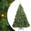 vidaXL Umelý vianočný stromček s 300 LED-i Zelená 210 cm PE a PVC