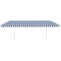 vidaXL Automatická markíza, LED a senzor vetra 5x3,5 m, modrá/biela