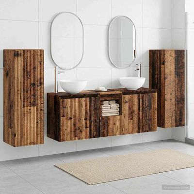 vidaXL Sada kúpeľňového nábytku 5 ks Staré drevo 33 x 34,5 x 100 cm