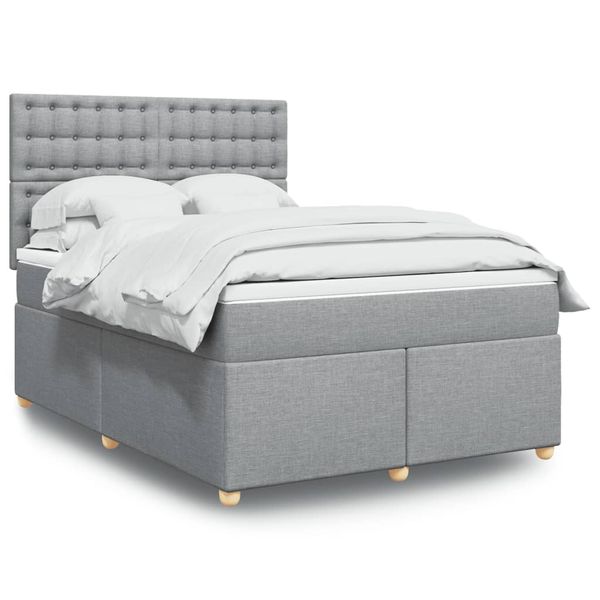 vidaXL Boxspring posteľ s matracom svetlosivá 100x200 cm látka