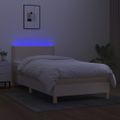 vidaXL Posteľ boxsping s matracom a LED krémová 90x190 cm látka