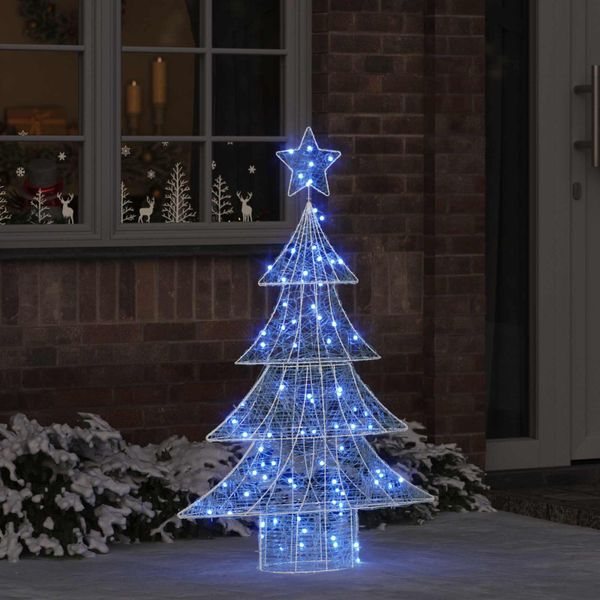 vidaXL Vianočný stromček s 100 LED-i Modrá 120 cm Akryl