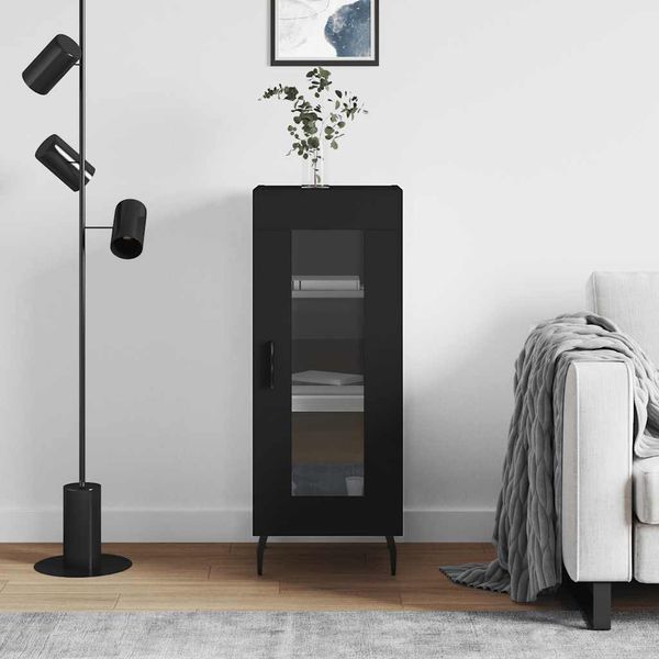 vidaXL Komoda čierna 34,5x34x90 cm spracované drevo
