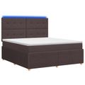 vidaXL LED boxspring posteľ s matracom Tmavohnedá 140 x 190 cm Látka