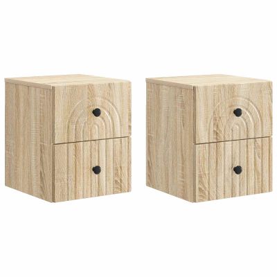 vidaXL Nástenná nočná skrinka 2 pcs Dub sonoma 33 x 34,5 x 40 cm