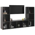 vidaXL TV skrinky 3 ks lesklé sivé 107x35x37 cm drevotrieska