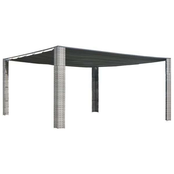vidaXL Polyratanový altánok so strechou 400x400x200 cm sivo-antracitový