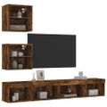 vidaXL 5-dielne TV nástenné skrinky s LED dymový dub kompozitné drevo
