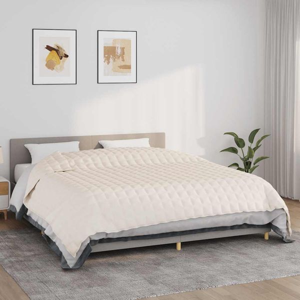 vidaXL Záťažová prikrývka bledokrémová 235x290 cm 15 kg látka