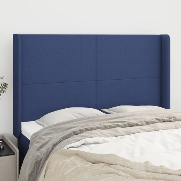 vidaXL Čelo postele so záhybmi modré147x16x118/128 cm látka