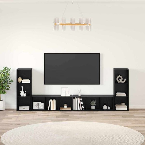 vidaXL Zostava TV skriniek Nástenný 4 pcs Čierny dub 37 x 35 x 107 cm