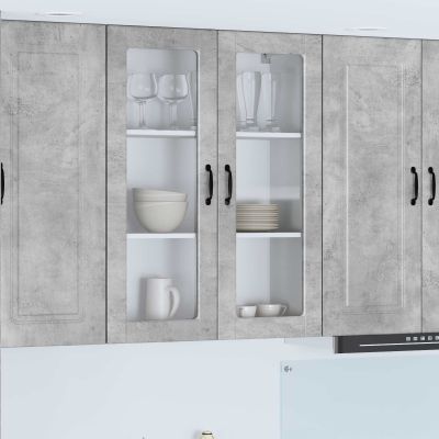 vidaXL Nástenný sklenený kabinet PORTO Betónová šedá 80 x 31 x 100 cm