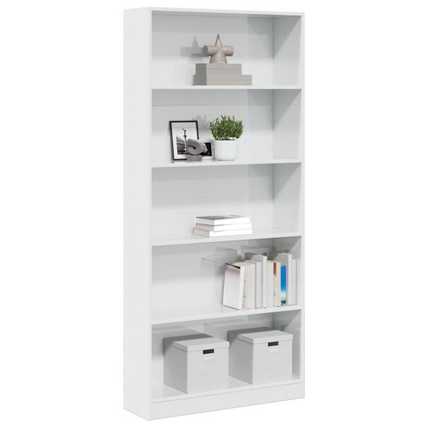vidaXL Knižnica vysoký lesk biela 80x24x176 cm kompozitné drevo