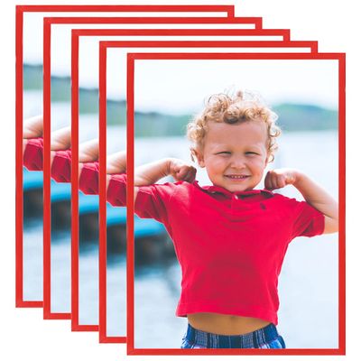 vidaXL Fotorámiky na stenu, koláž 5 ks, červené 59,4x84 cm, MDF