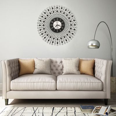 vidaXL Nástenné hodiny čierne 43 cm kovové