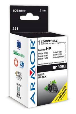WECARE ARMOR atrament kompatibilný s HP DJ D2560, CC641EE, 21ml, čierna/black