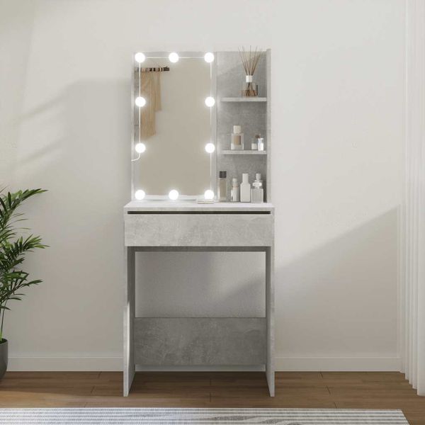 vidaXL Toaletný stolík s LED betónovo sivý 60x40x140 cm