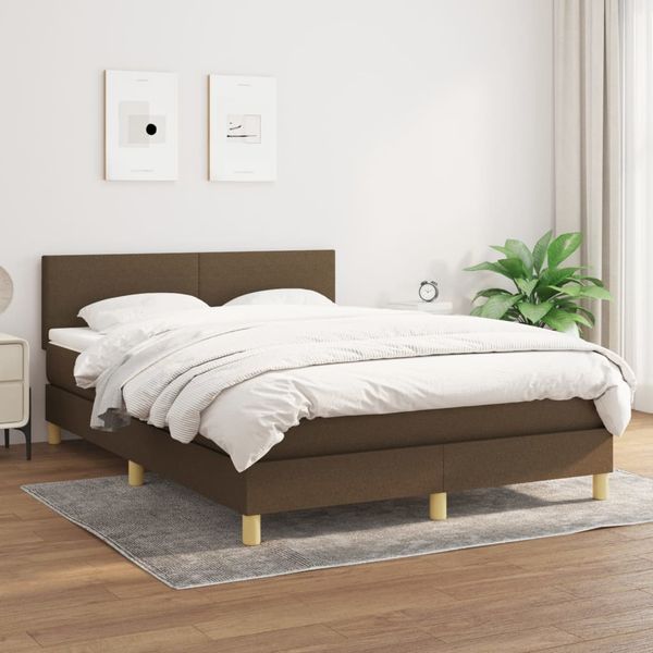 vidaXL Boxspring posteľ s matracom tmavohnedá 140x190 cm látka