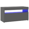 vidaXL TV skrinka s LED svetlami lesklá sivá 75x35x40 cm