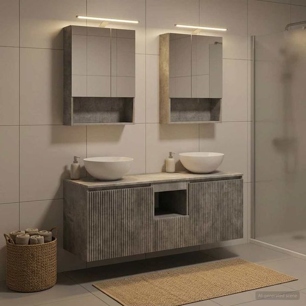 vidaXL Set kabinetov do kúpeľne 5 pcs Betónovo sivá 50 x 14,5 x 70 cm