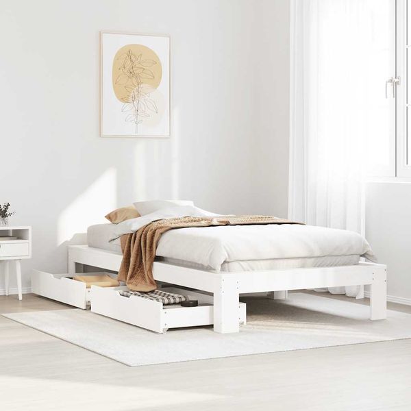vidaXL Posteľ bez matraca biela 75x190 cm masívna borovica